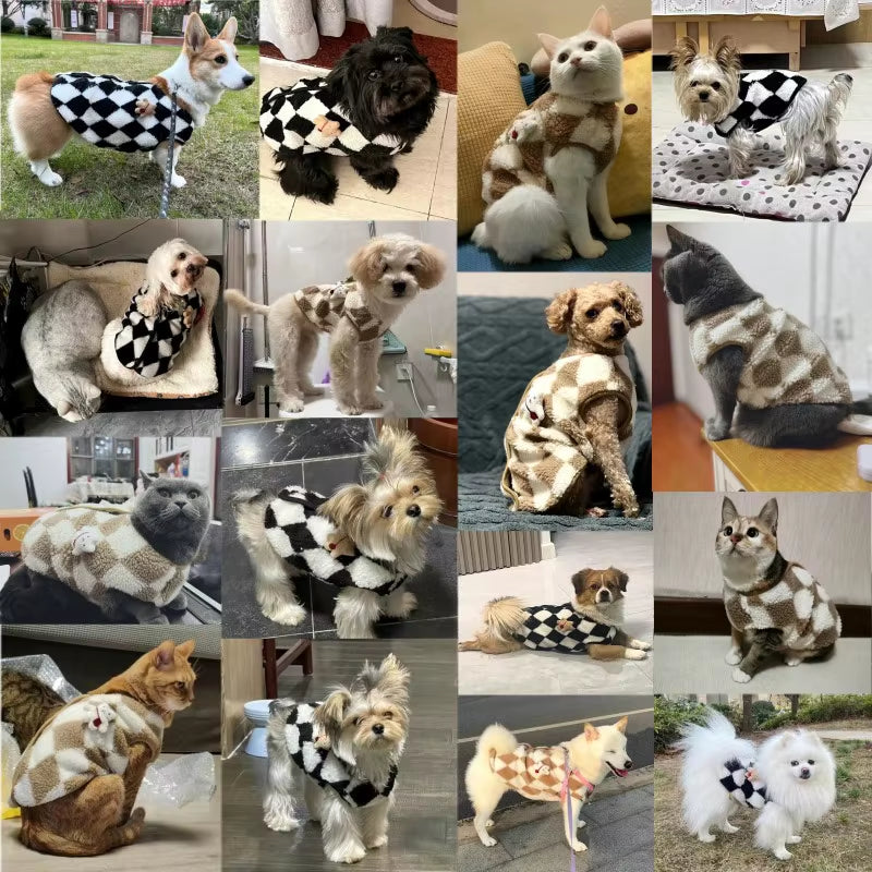 Cozychic Plaid Pet Vest – Soft, Stylish Winter Warmth for Small Dogs & Cats