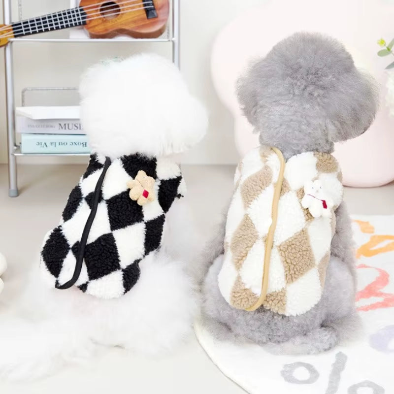 Cozychic Plaid Pet Vest – Soft, Stylish Winter Warmth for Small Dogs & Cats