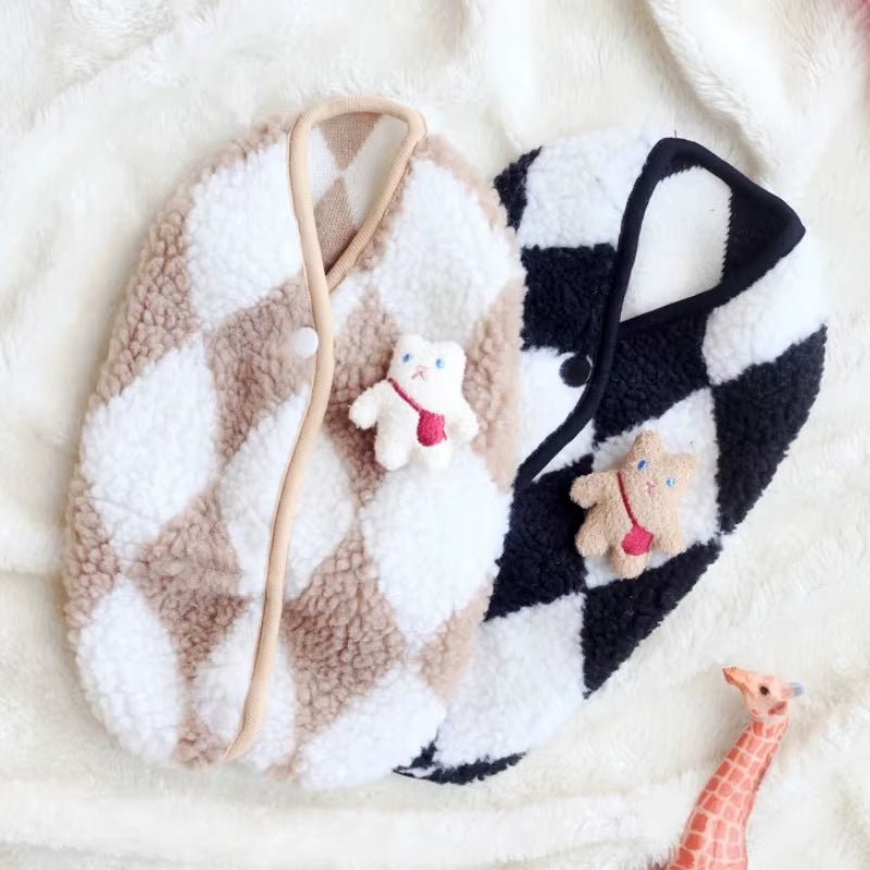Cozychic Plaid Pet Vest – Soft, Stylish Winter Warmth for Small Dogs & Cats