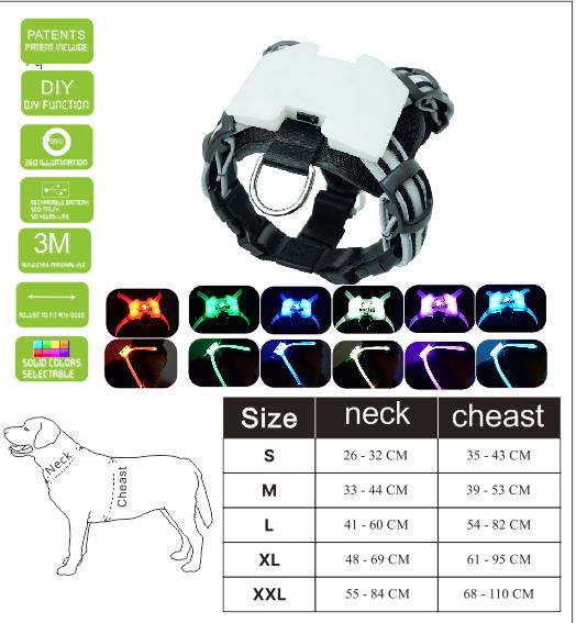 LED Luminous Dog Collar USB Rechargeable Silicone