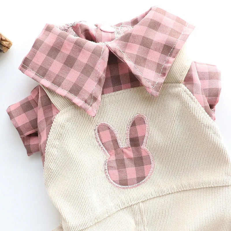 Thin Plaid Dog Shirt Overalls