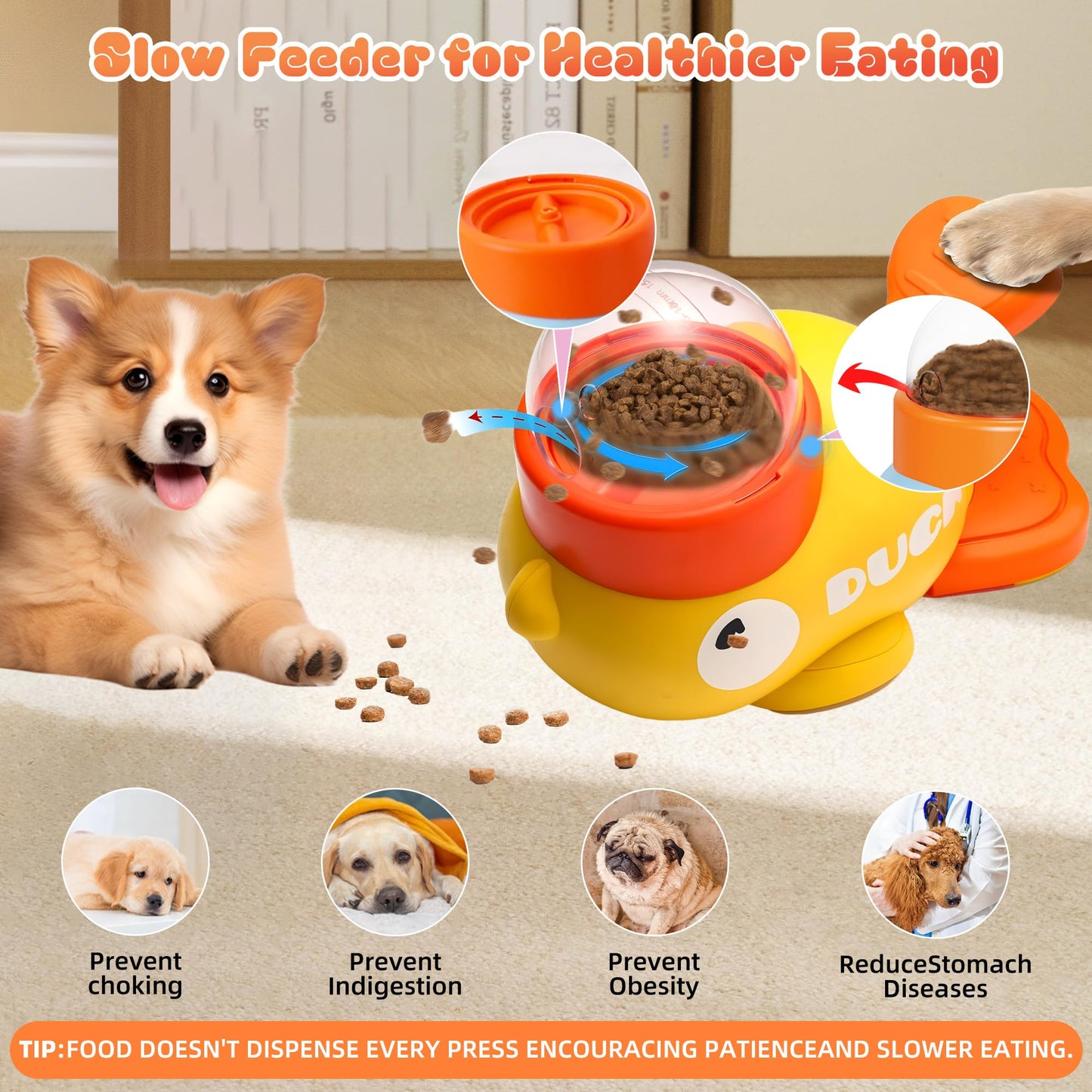 Duck Shape Interactive Dog Treat Dispenser Toy